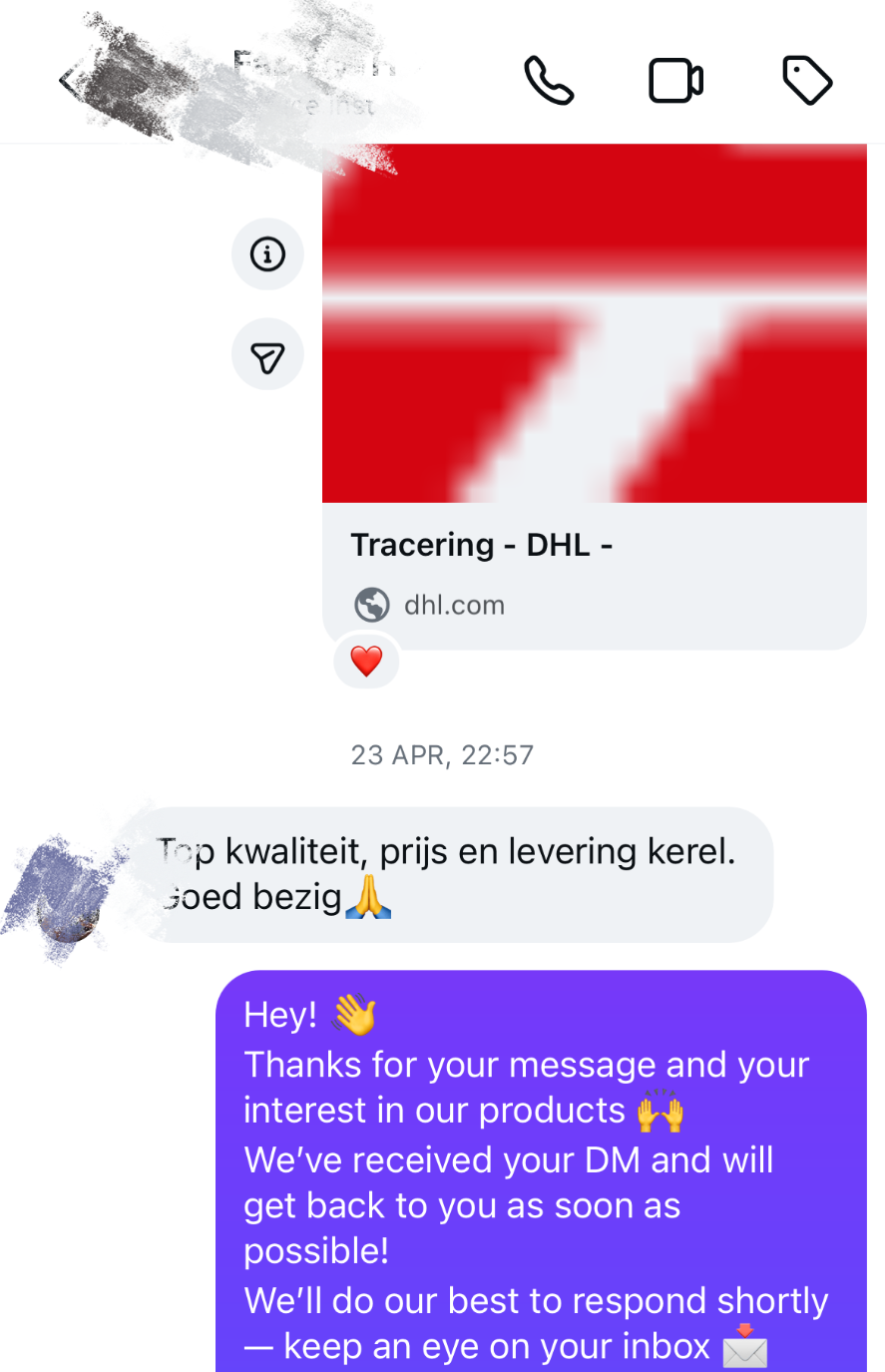 Customer review message